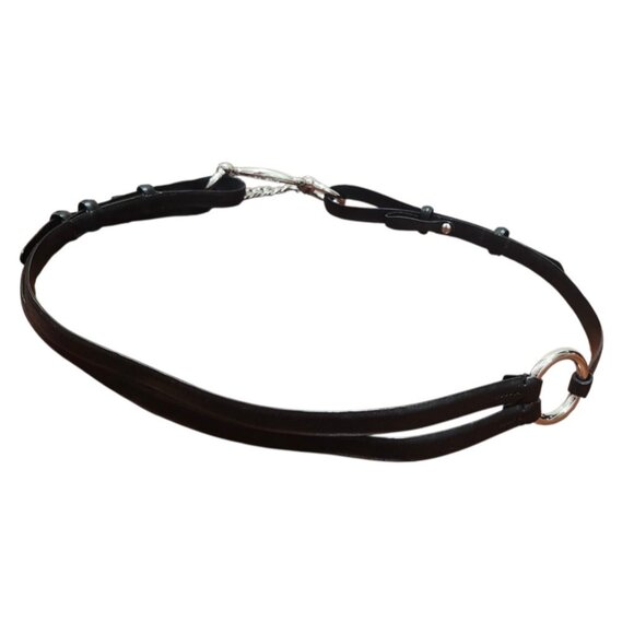 Lauren Ralph Lauren Black Leather Equestrian Bit Chain Belt Silver Hardware XL - Picture 7 of 12